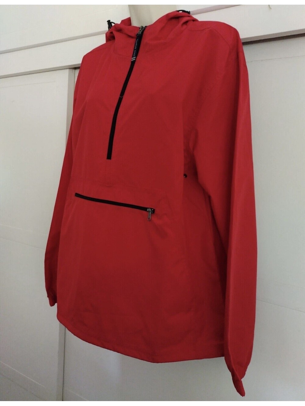 Charles River Apparel Womens Sz Medium Pack And Go Red Hooded Rain Jacket new